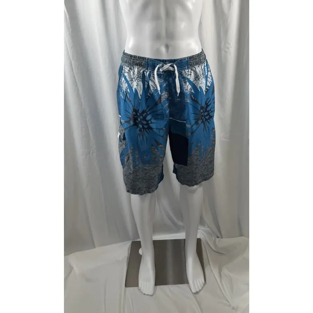 NBN Gear Men's Swim Shorts Trunks Surf Beach Resort Blue Gray White XL 87-39 - Picture 5 of 15
